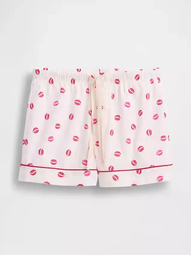 Gap × Summer Fridays Πυτζάμα σορτς από ποπλίν με σχέδιο «Kiss»