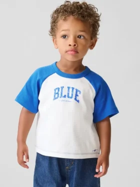 Get Blue T-shirt με μανίκια ραγκλάν για βρέφη & νήπια