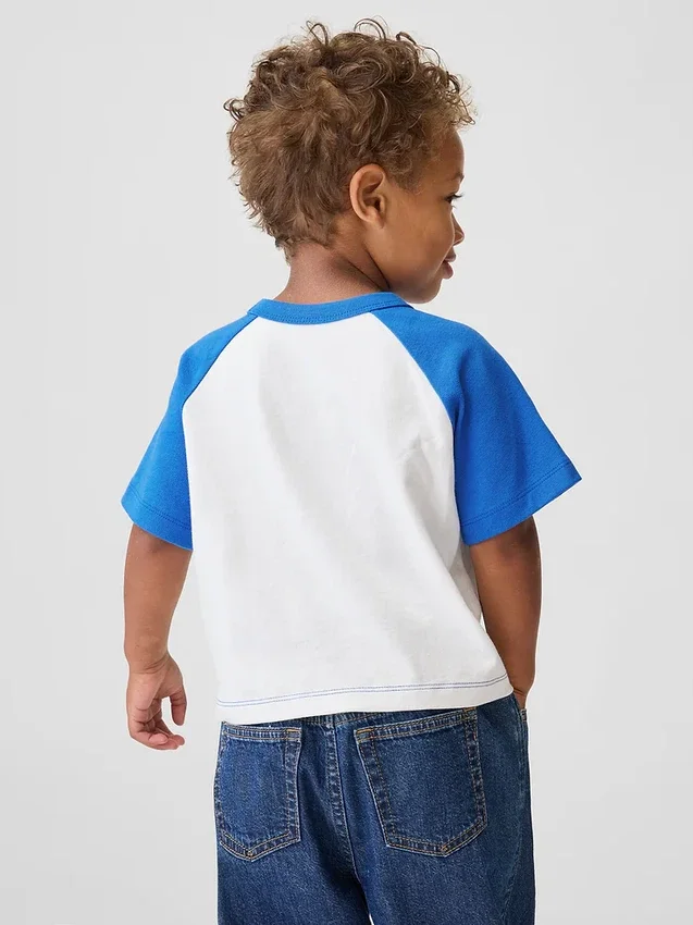 Get Blue T-shirt με μανίκια ραγκλάν για βρέφη & νήπια