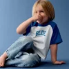 Get Blue T-shirt με μανίκια ραγκλάν για βρέφη & νήπια