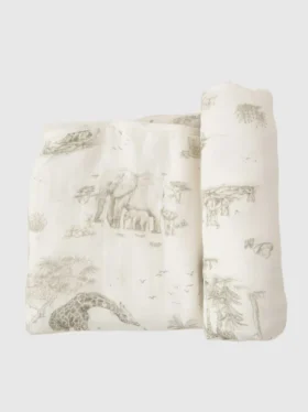 Η κουβέρτα μωρού από μπαμπού «Gilded Bird Safari Toile»