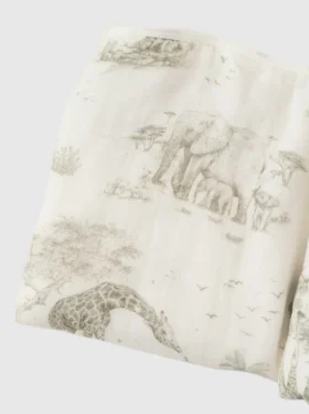 Η κουβέρτα μωρού από μπαμπού «Gilded Bird Safari Toile»