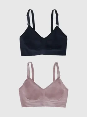 Ingrid and Isabel Basics Μαύρο/Μπεζ Σουτιέν εγκυμοσύνης χωρίς ραφές 2 σε 1 για θηλασμό και άντληση γάλακτος, σετ 2 τεμαχίων