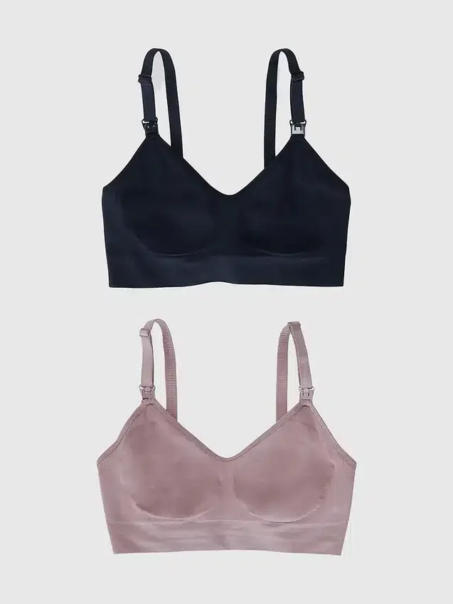 Ingrid and Isabel Basics Μαύρο/Μπεζ Σουτιέν εγκυμοσύνης χωρίς ραφές 2 σε 1 για θηλασμό και άντληση γάλακτος, σετ 2 τεμαχίων