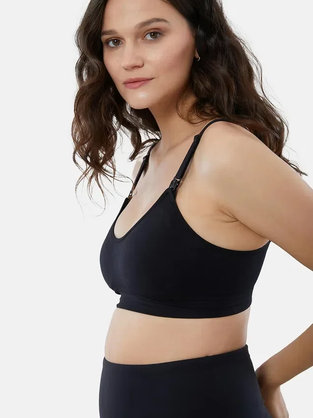 Ingrid and Isabel Basics Μαύρο/Μπεζ Σουτιέν εγκυμοσύνης χωρίς ραφές 2 σε 1 για θηλασμό και άντληση γάλακτος, σετ 2 τεμαχίων