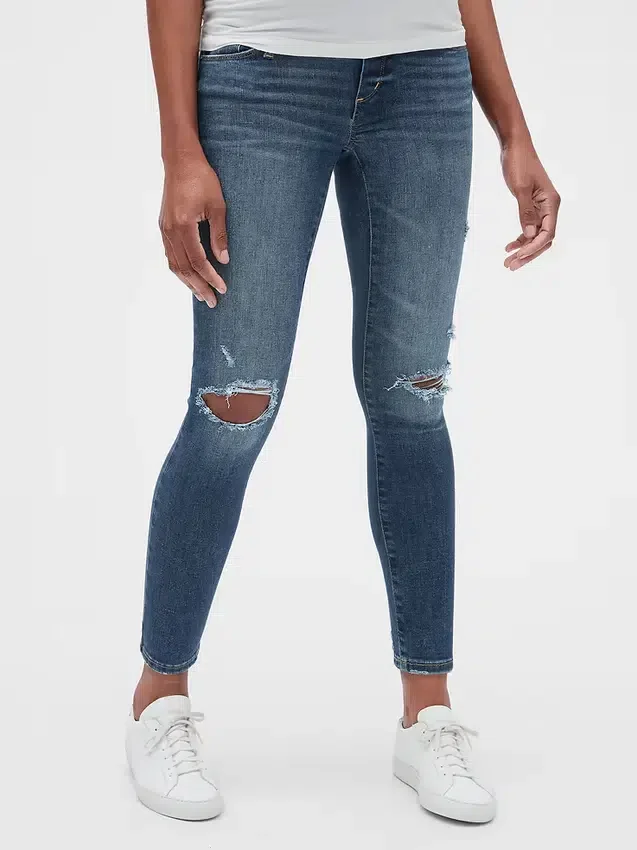 Jeggings εγκυμοσύνης με φθαρμένη εμφάνιση και πλήρες πάνελ