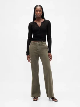 Κακά παντελόνια χαμηλής μέσης με χαλαρή γραμμή και φαρδιά πόδια