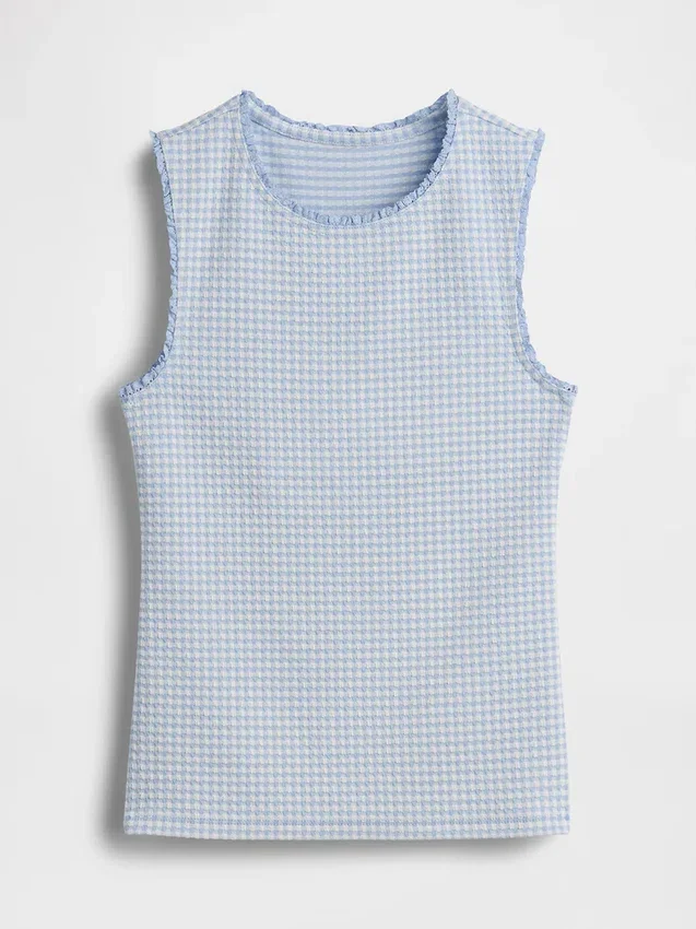 Κανό-τοπ με μοτίβο Gingham Pointelle