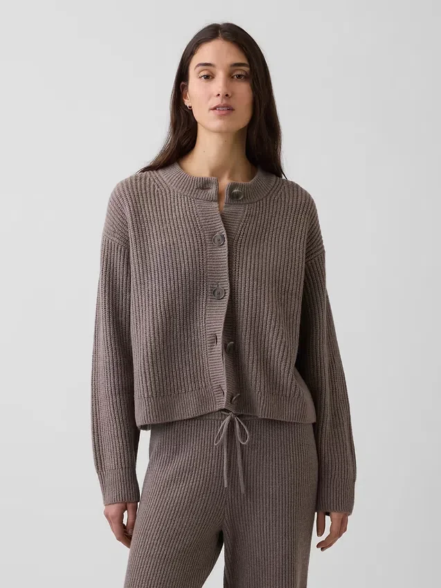 Καρδιγκάν CashSoft σε oversized γραμμή με πλέξη «Shaker-Stitch»