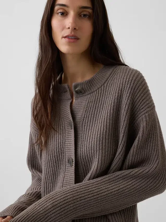 Καρδιγκάν CashSoft σε oversized γραμμή με πλέξη «Shaker-Stitch»