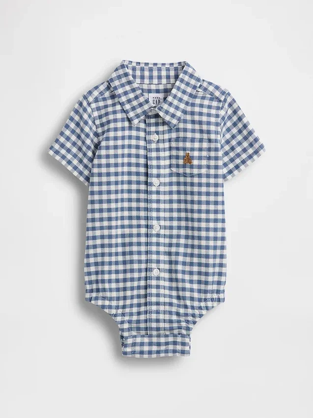 Κορμάκι για μωρά από ύφασμα Gingham Oxford
