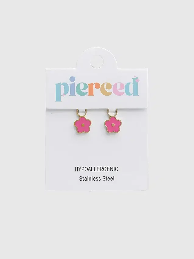 Κρεμαστό «Hot Pink Flower» της Pierced Co για σκουλαρίκια Huggie