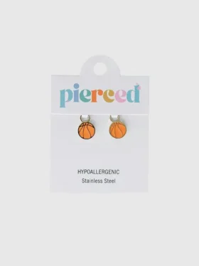 Κρεμαστό με θέμα το μπάσκετ της ομάδας Pierced Co για σκουλαρίκια τύπου «Huggie»