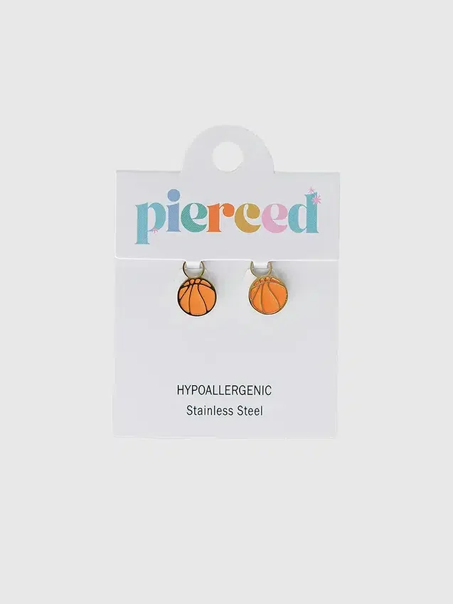 Κρεμαστό με θέμα το μπάσκετ της ομάδας Pierced Co για σκουλαρίκια τύπου «Huggie»