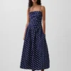 Μακρύ φόρεμα από ποπλίν με χαμηλή μέση