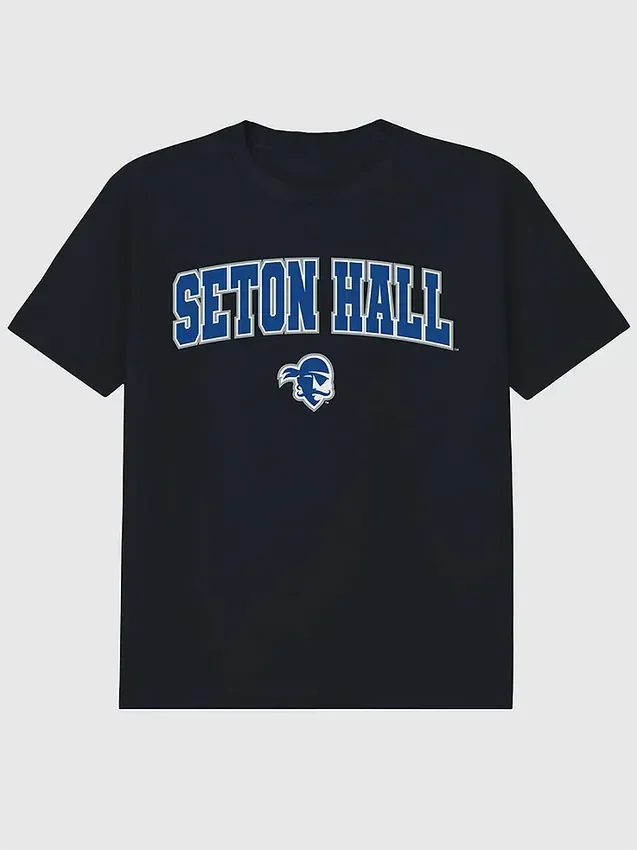 Μαύρο T-shirt με γραφικό Arch Logo του Πανεπιστημίου Seton Hall