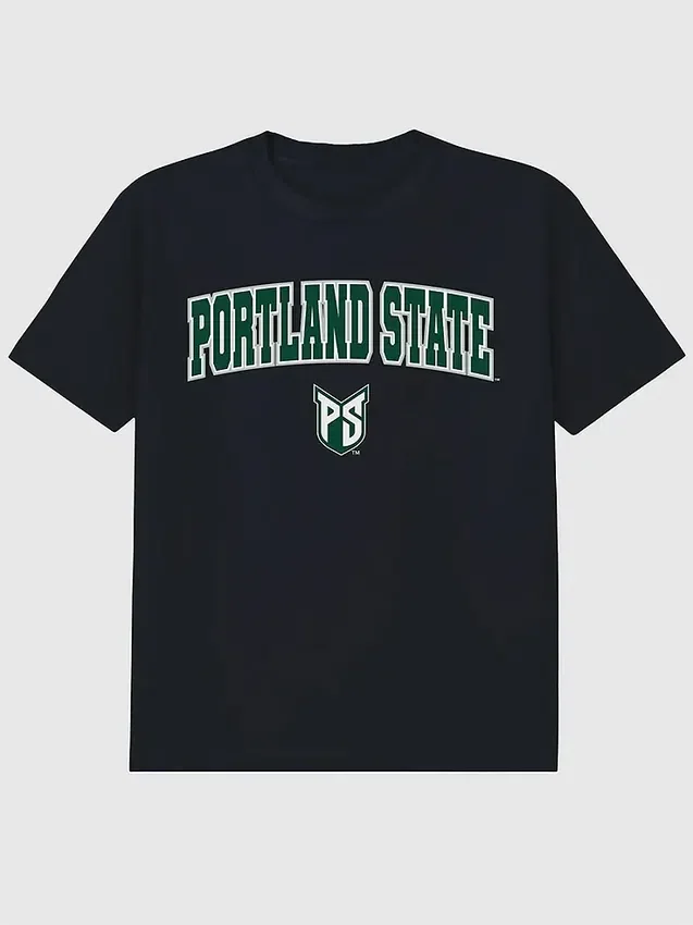 Μαύρο T-shirt με γραφικό Arch Logo του Portland State University