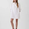 Μίνι φόρεμα από ποπλίν με λαιμόκοψη Henley