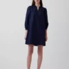 Μίνι φόρεμα από ποπλίν με λαιμόκοψη Henley