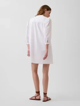 Μίνι φόρεμα από ποπλίν με λαιμόκοψη Henley