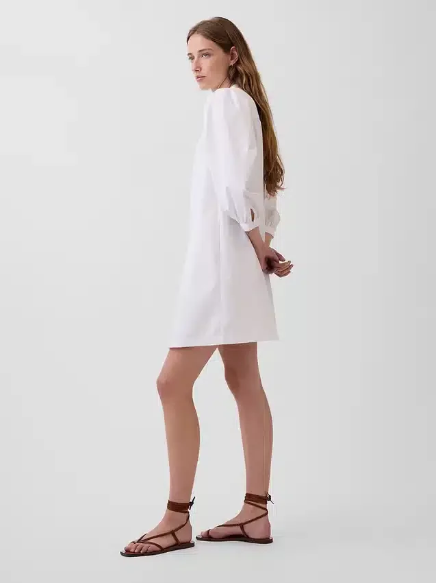 Μίνι φόρεμα από ποπλίν με λαιμόκοψη Henley