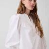 Μίνι φόρεμα από ποπλίν με λαιμόκοψη Henley
