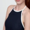 Μίνι φόρεμα με λαιμόκοψη halter από μείγμα λινού