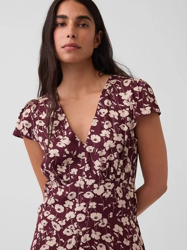 Μίνι φόρεμα με V-neck και τύπωμα