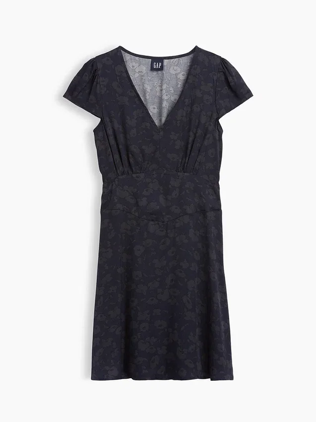 Μίνι φόρεμα με V-neck και τύπωμα