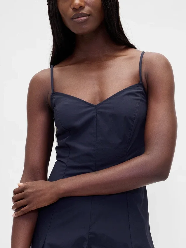 Μίντι φόρεμα με ραφές και V-neck
