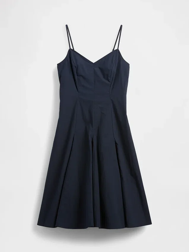 Μίντι φόρεμα με ραφές και V-neck