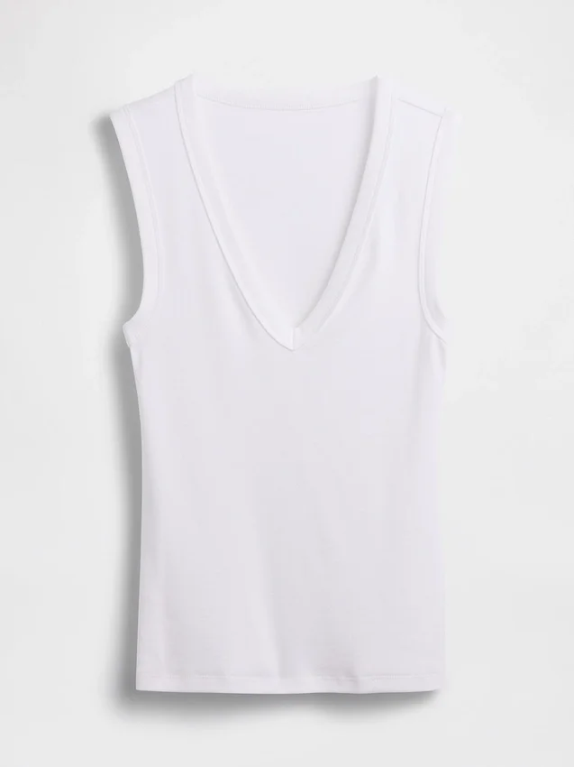 Μοντέρνο αμάνικο μπλουζάκι με V-neck