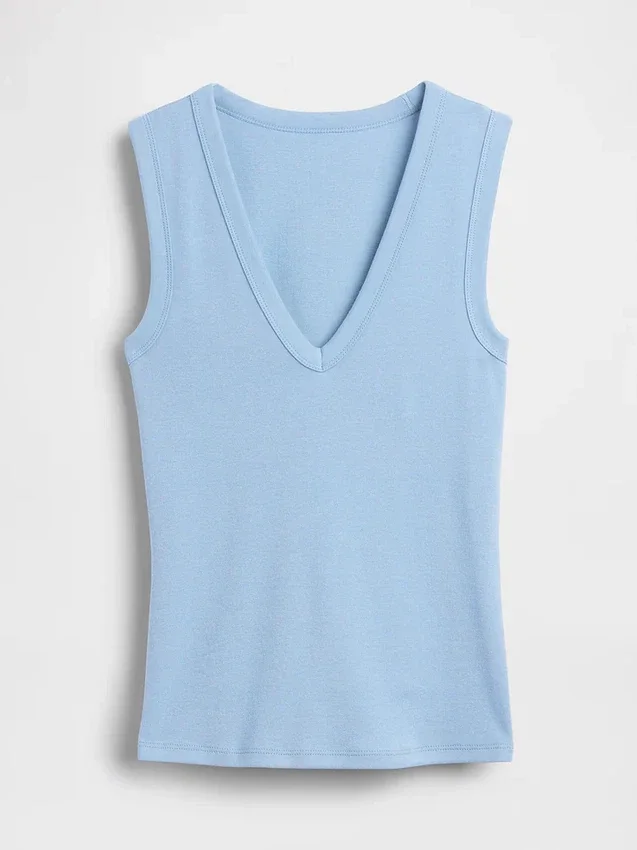 Μοντέρνο αμάνικο μπλουζάκι με V-neck