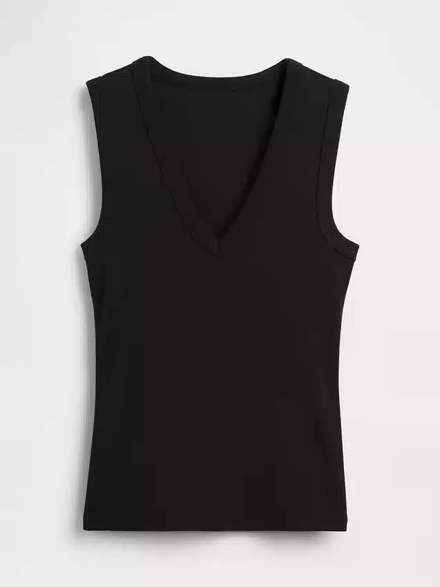 Μοντέρνο αμάνικο μπλουζάκι με V-neck