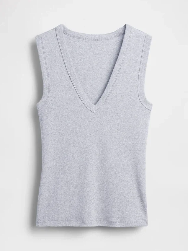 Μοντέρνο αμάνικο μπλουζάκι με V-neck