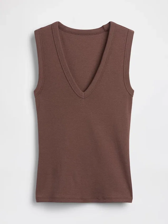 Μοντέρνο αμάνικο μπλουζάκι με V-neck