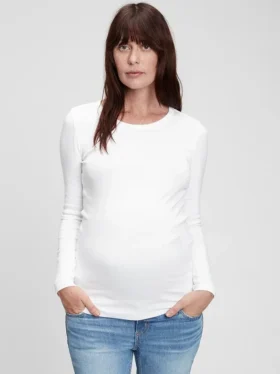 Μοντέρνο T-shirt εγκυμοσύνης με στρογγυλό λαιμό