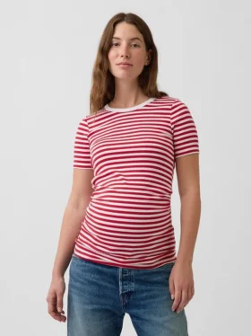 Μοντέρνο T-shirt εγκυμοσύνης με στρογγυλό λαιμό