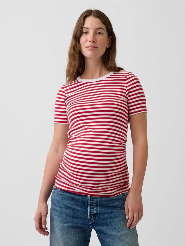 Μοντέρνο T-shirt εγκυμοσύνης με στρογγυλό λαιμό