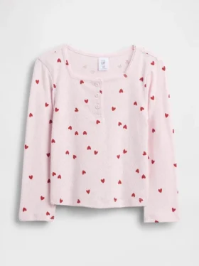 Μπλούζα Henley με πλέξη Pointelle για βρέφη & νήπια