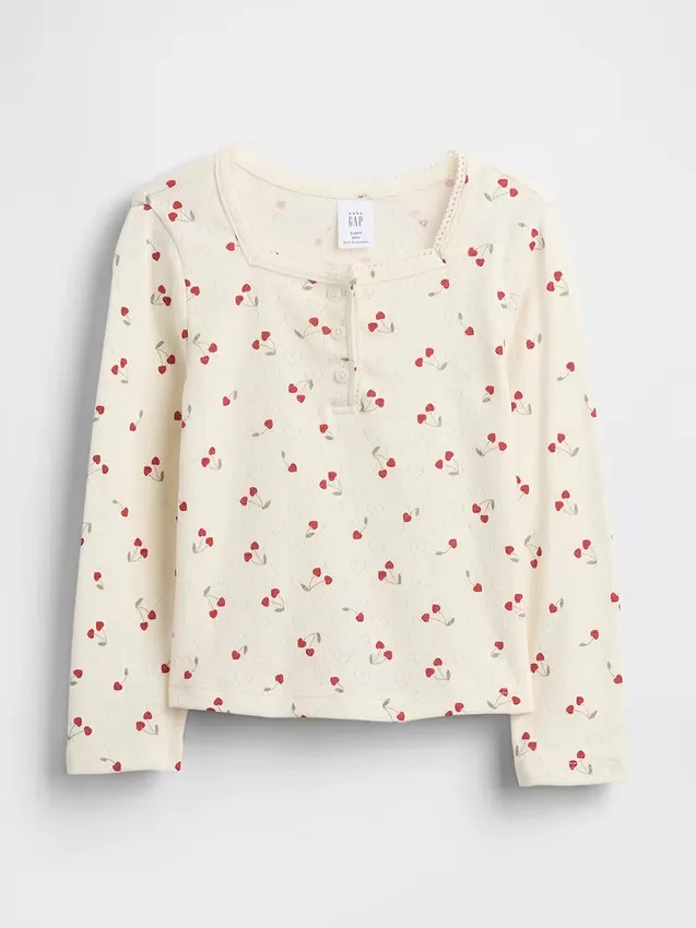 Μπλούζα Henley με πλέξη Pointelle για βρέφη & νήπια