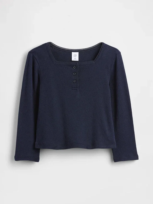 Μπλούζα Henley με πλέξη Pointelle για βρέφη & νήπια