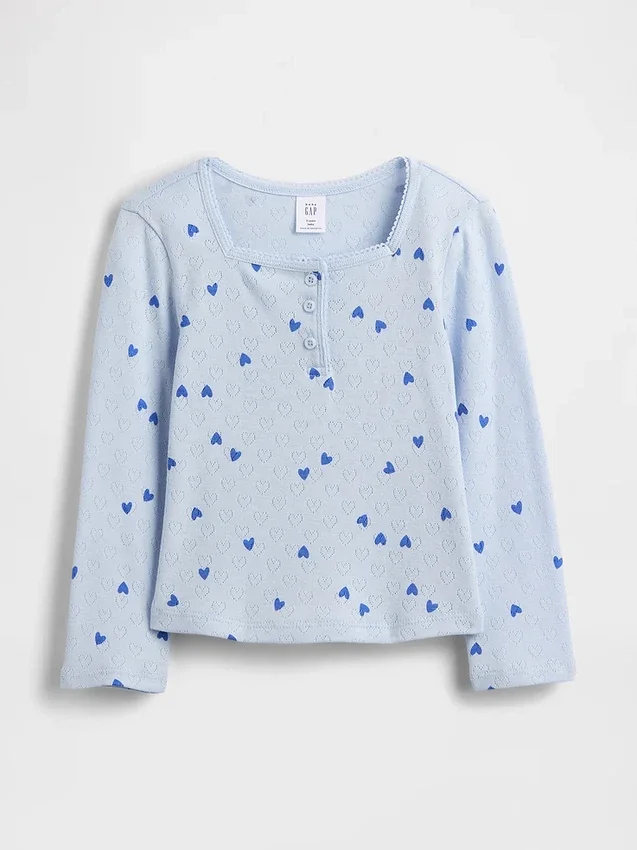 Μπλούζα Henley με πλέξη Pointelle για βρέφη & νήπια