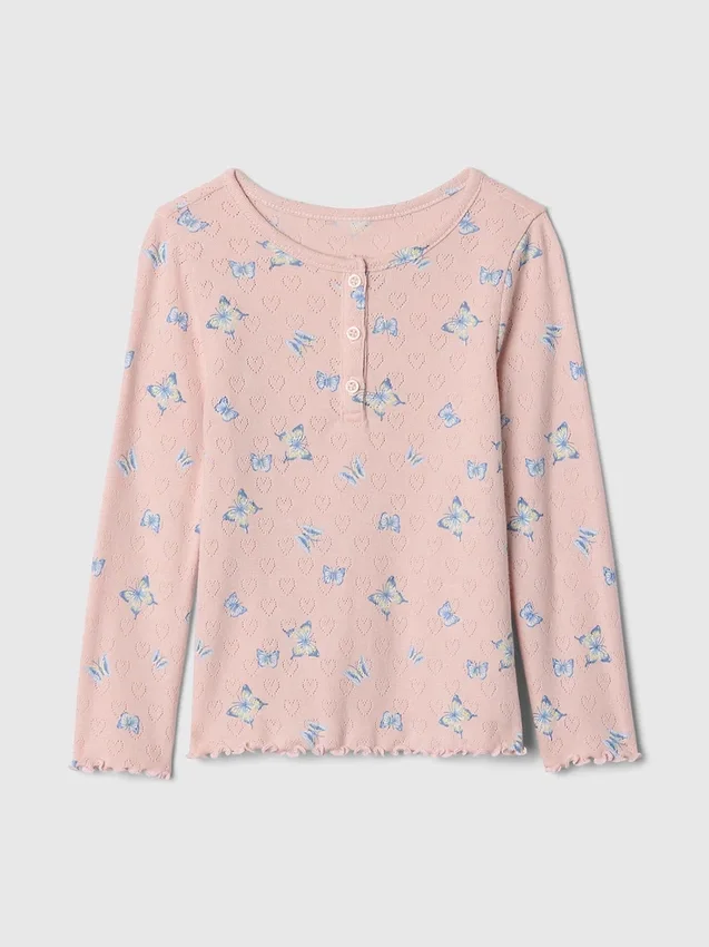 Μπλούζα Henley με πλέξη Pointelle για βρέφη & νήπια