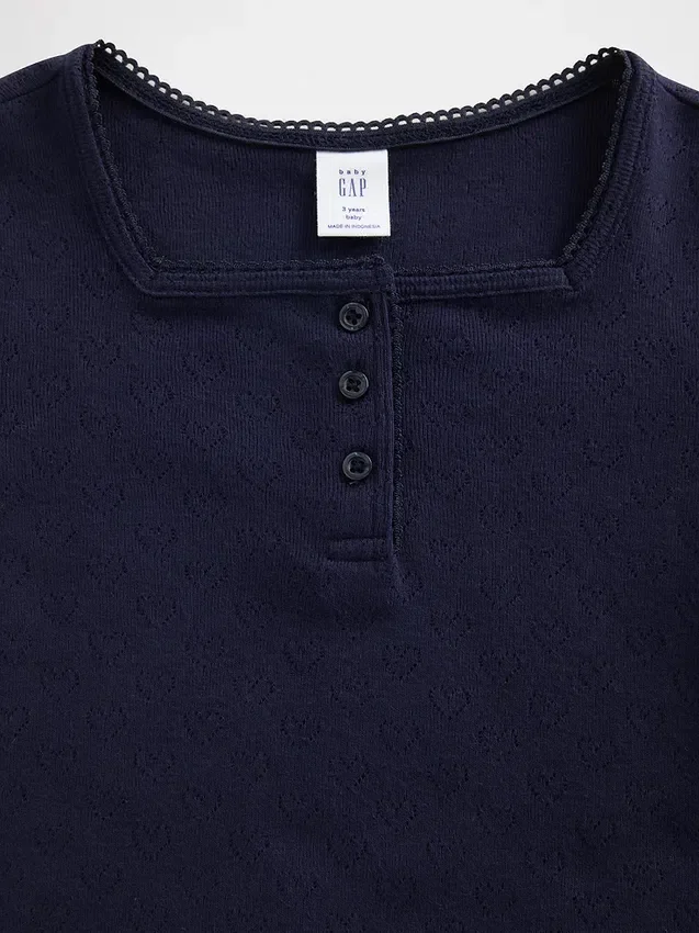 Μπλούζα Henley με πλέξη Pointelle για βρέφη & νήπια