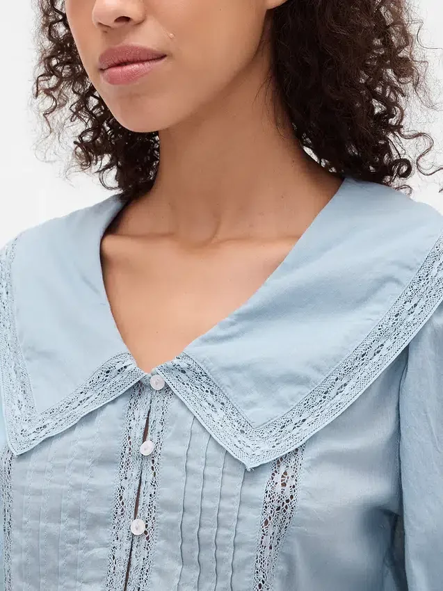 Μπλούζα με γιακά, V-neck και πεπλούμ