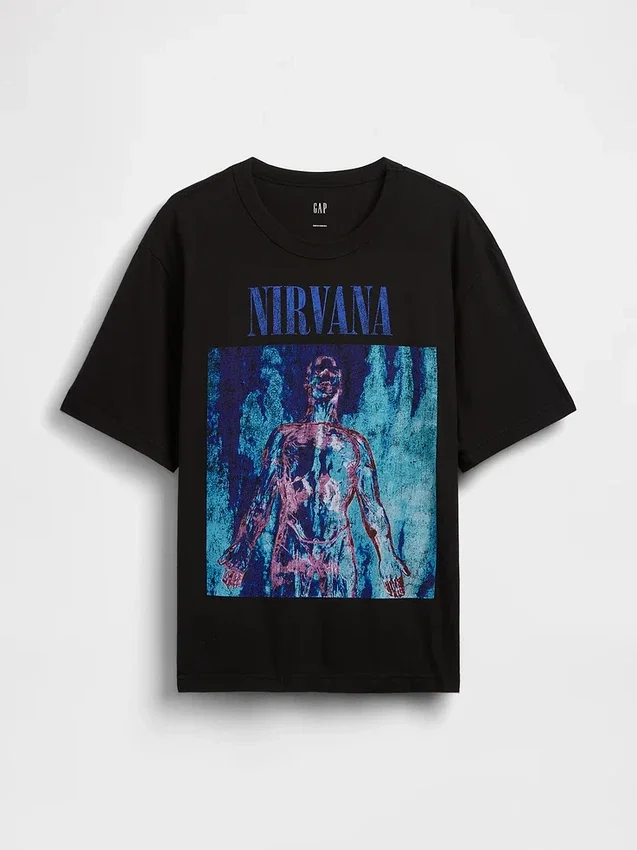 Μπλούζα με γραφικά Nirvana, βαριάς ποιότητας και κοντό μήκος