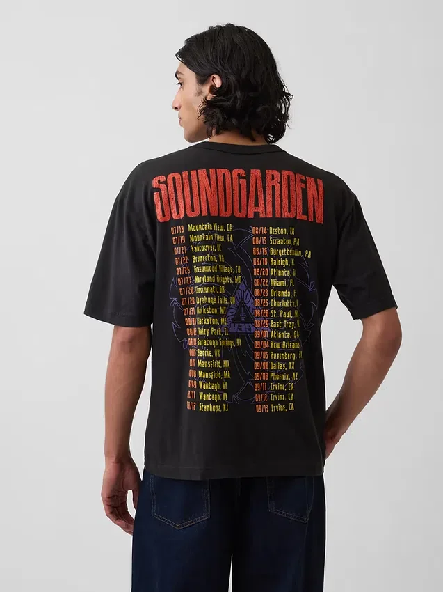 Μπλούζα με γραφικά Soundgarden, βαριάς ποιότητας, κοντή