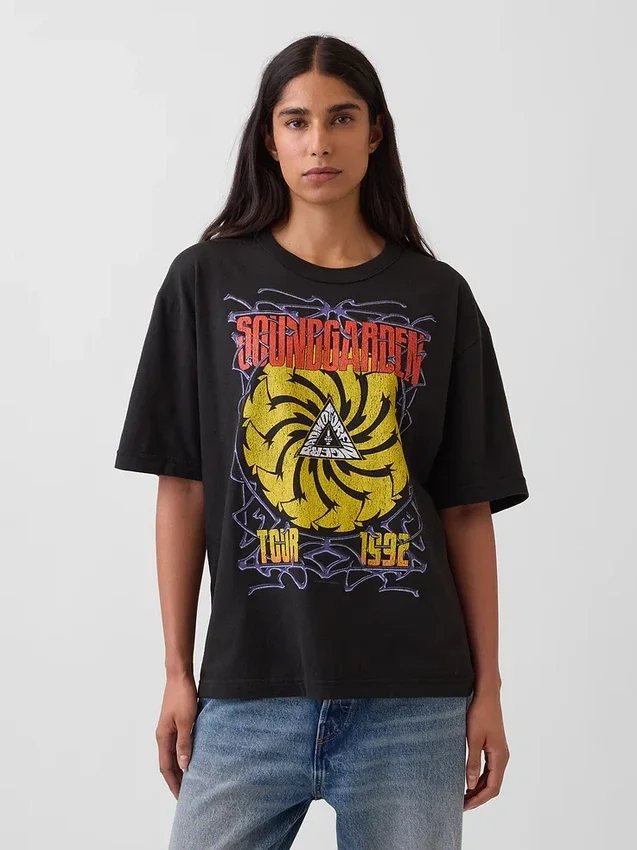 Μπλούζα με γραφικά Soundgarden, βαριάς ποιότητας, κοντή
