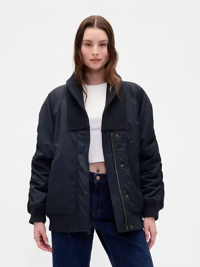 Μπουφάν τύπου bomber με πλεκτή επένδυση σε oversized στυλ